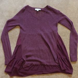 Sweater top with ruffles
